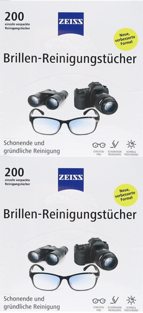 2x Chusteczki do czyszczenia okularów i wyświetlaczy Zeiss, 200 sztuk