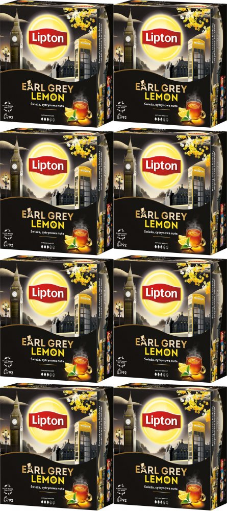 8x Herbata Earl Grey w torebkach Lipton Lemon, 92 sztuk x 2g