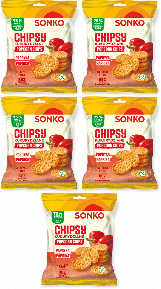 5x Chipsy kukurydziane Sonko, paprykowy, 20g