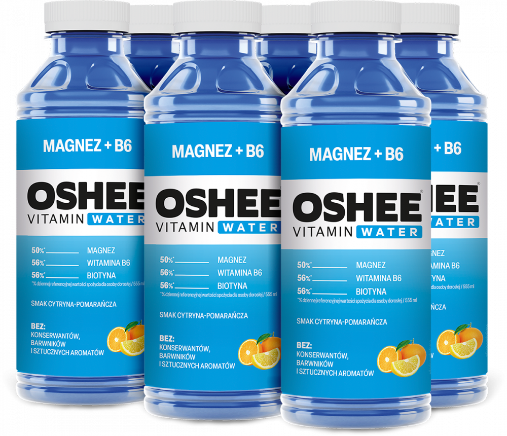 6x Napój niegazowany Oshee Vitamin Water Magnez + B6, butelka PET, 0.555l