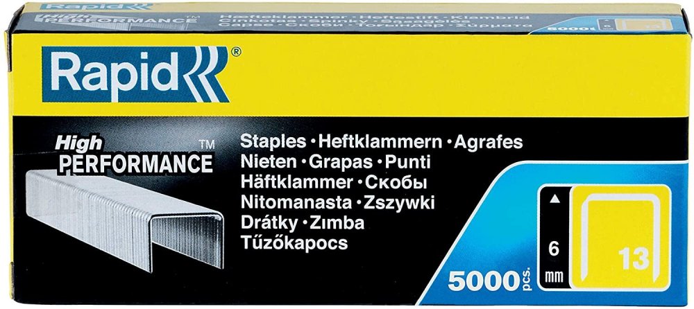 Zszywki Rapid, 13/6 5M, 5000 sztuk, srebrny