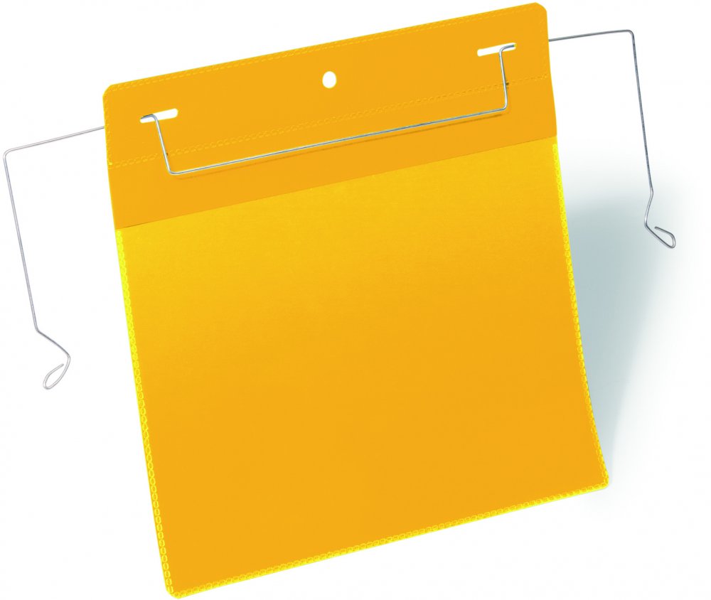 Kieszeń magazynowa Durable, z uchwytami z drutu, A5, pozioma, 50 sztuk, żółty