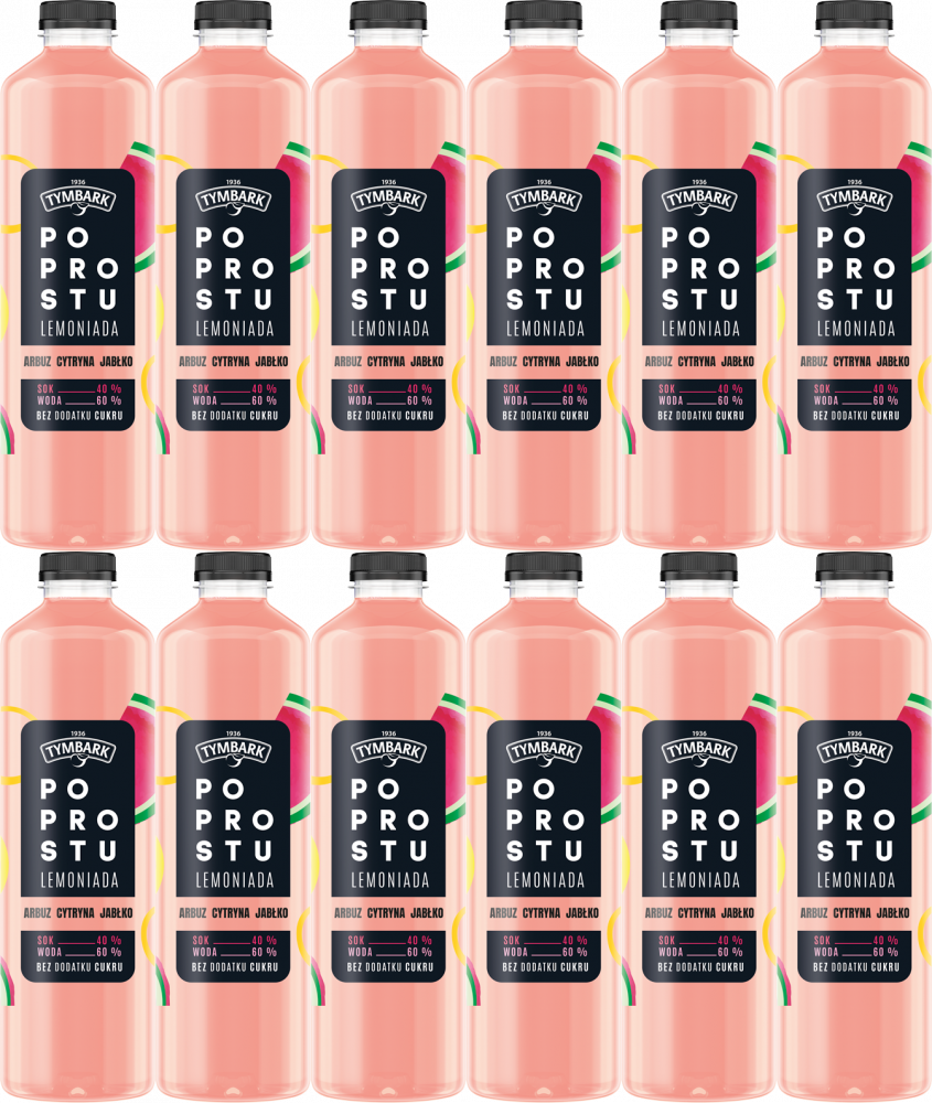 12x Napój Tymbark Po prostu Lemoniada, arbuz/cytryna/jabłko, butelka PET, 1.25l