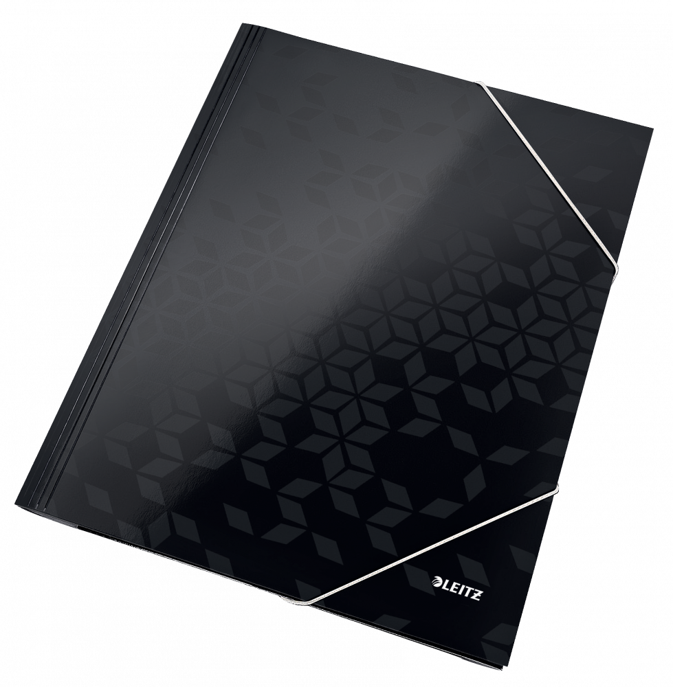 Teczka kartonowa z narożną gumką Leitz Wow, A4, 300g/m2, 15mm, czarny