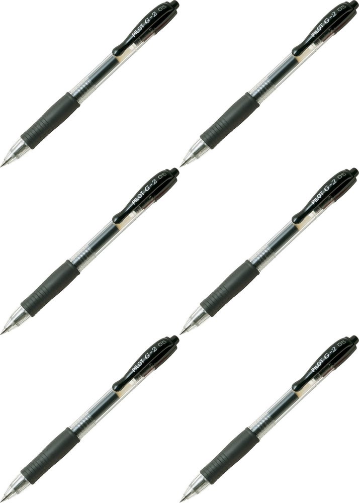 6x Długopis żelowy automatyczny Pilot, G2, 0.5mm, czarny