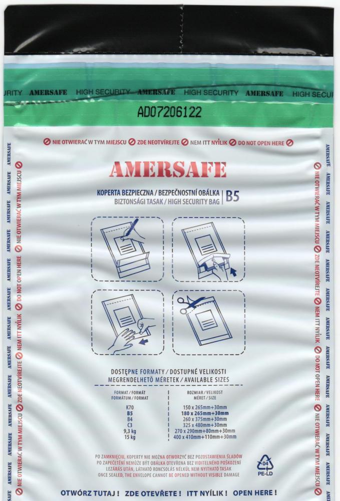 Koperta bezpieczna SuperpackSafe, B5, z paskiem HK, 50 sztuk, szary