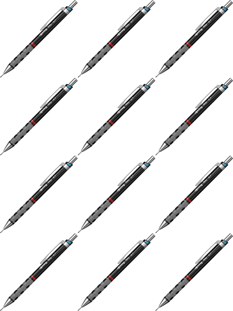 12x Ołówek automatyczny Rotring Tikky III, 0.7 mm, z gumką, bordowy