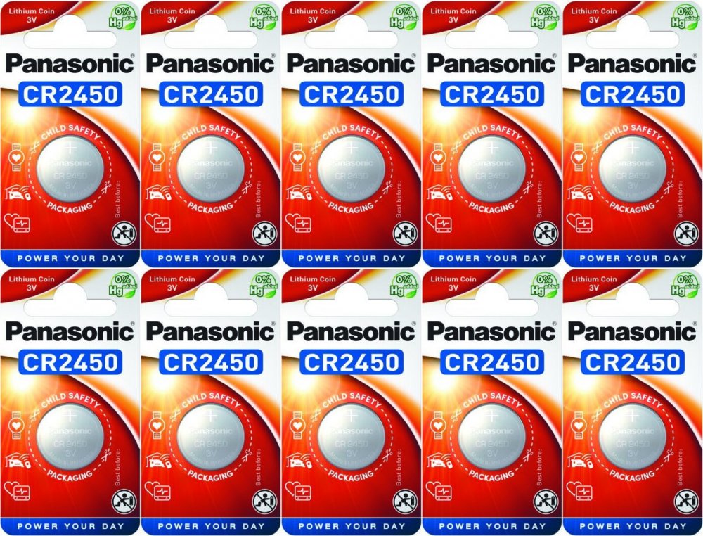 10x Bateria litowa Panasonic, 3V, CR2450, 1 sztuka