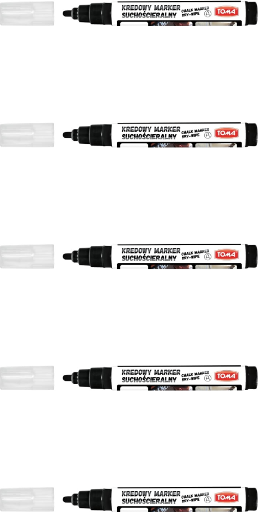 5x Marker kredowy suchościeralny Toma TO-296, okrągła, 4.5 mm, czarny