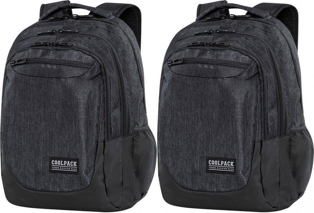 2x Plecak szkolny CoolPack Soul Snow Black, trzykomorowy, 27l, 44x32x16cm, czarny