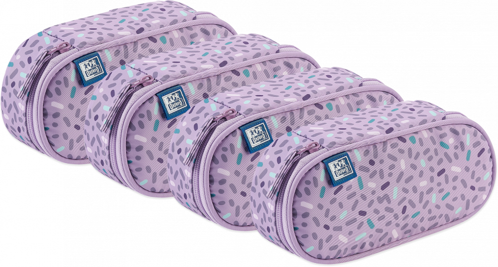 4x Piórnik z klapką Oxford Kids, bez wyposażenia, 23.5x8.5x5cm, poliester, fioletowy