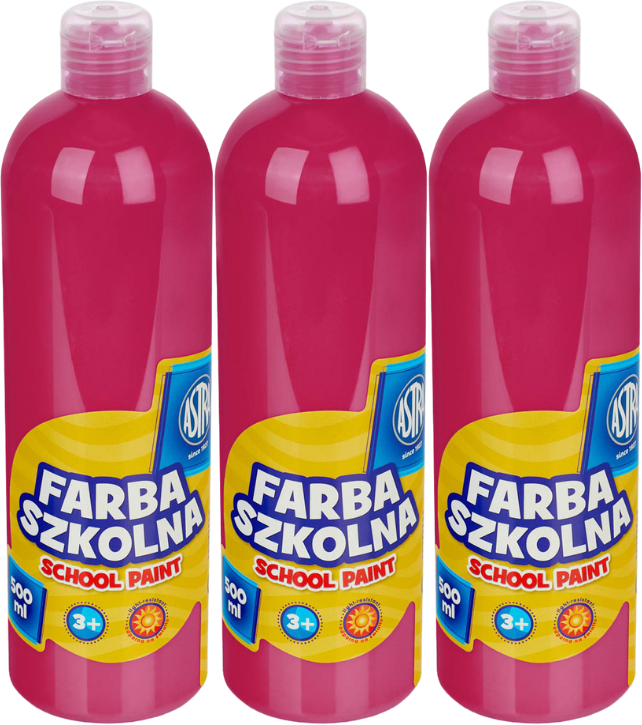 3x Farba plakatowa Astra, 500ml, różowy