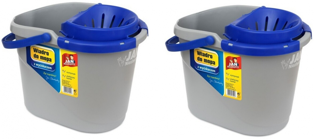 2x Wiadro z wyciskarką Jan Niezbędny, 12l, szary