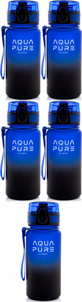 5x Bidon Astra Aqua Pure, tritan, 400ml, niebiesko-czarny