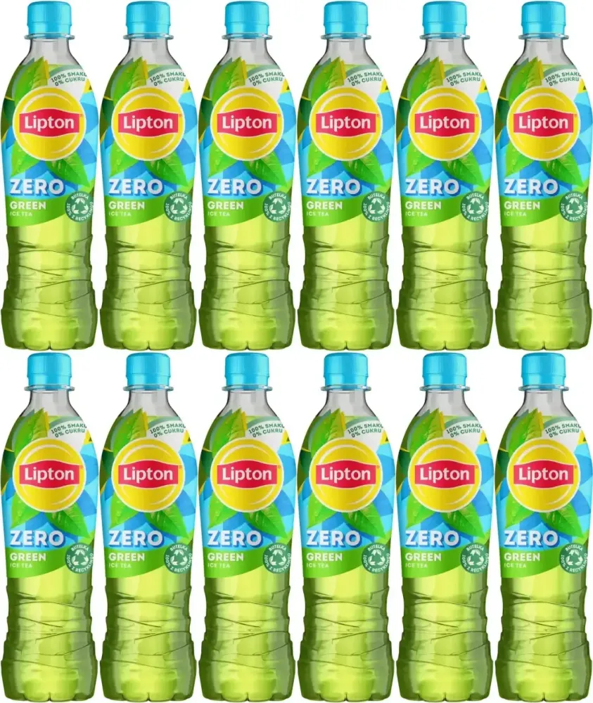 12x Napój Lipton Ice Tea Green Zero Sugar, bez cukru, butelka PET, 0.5l