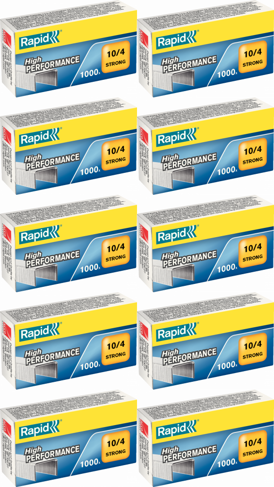 10x Zszywki Rapid Strong, 10/4 1M, 1000 sztuk, srebrny
