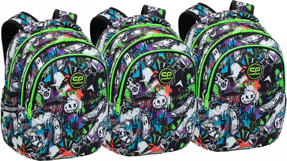 3x Plecak szkolny CoolPack Joy S Peak a Boo, trzykomorowy, 21l, 39x28x17cm, czarny