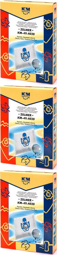 3x Worki do odkurzacza K&M 49.4020, micro, 4 sztuki+ 1 filtr
