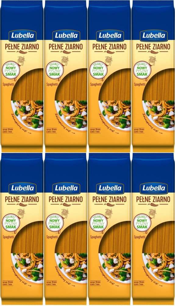 8x Makaron pełnoziarnisty Lubella, spaghetti, 400g
