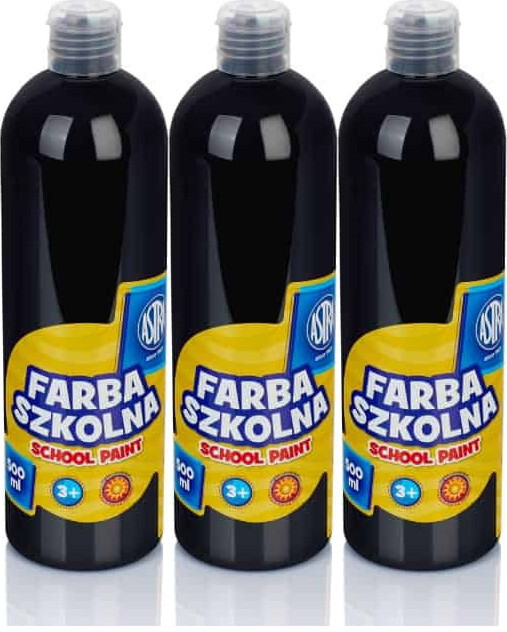 3x Farba plakatowa Astra, 500ml, czarny