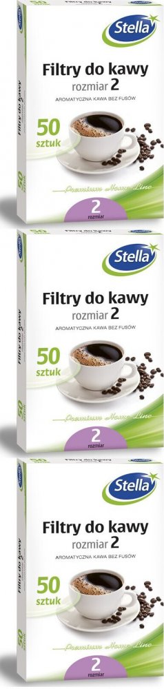 3x Filtry do kawy Stella, rozmiar 2, 50 sztuk, brązowy