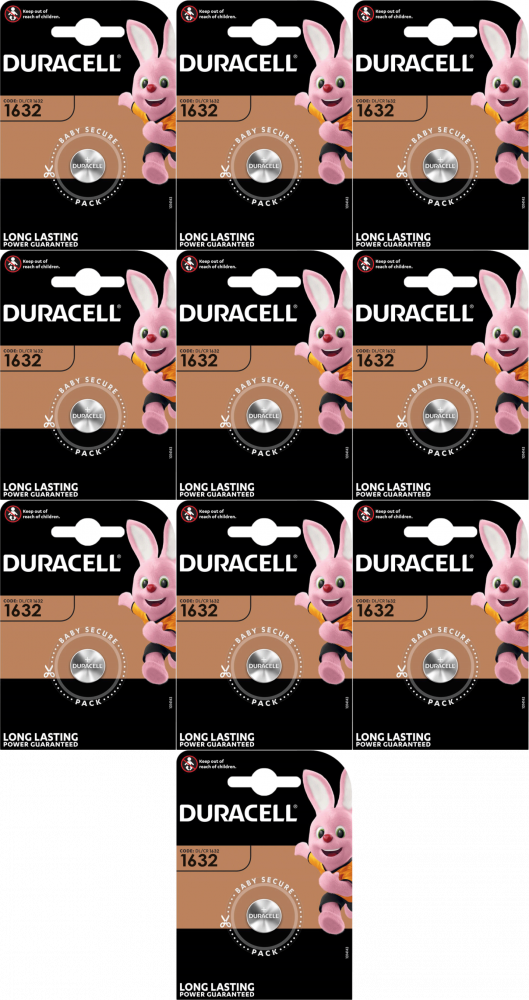 10x Bateria litowa Duracell, CR1632, 1 sztuka