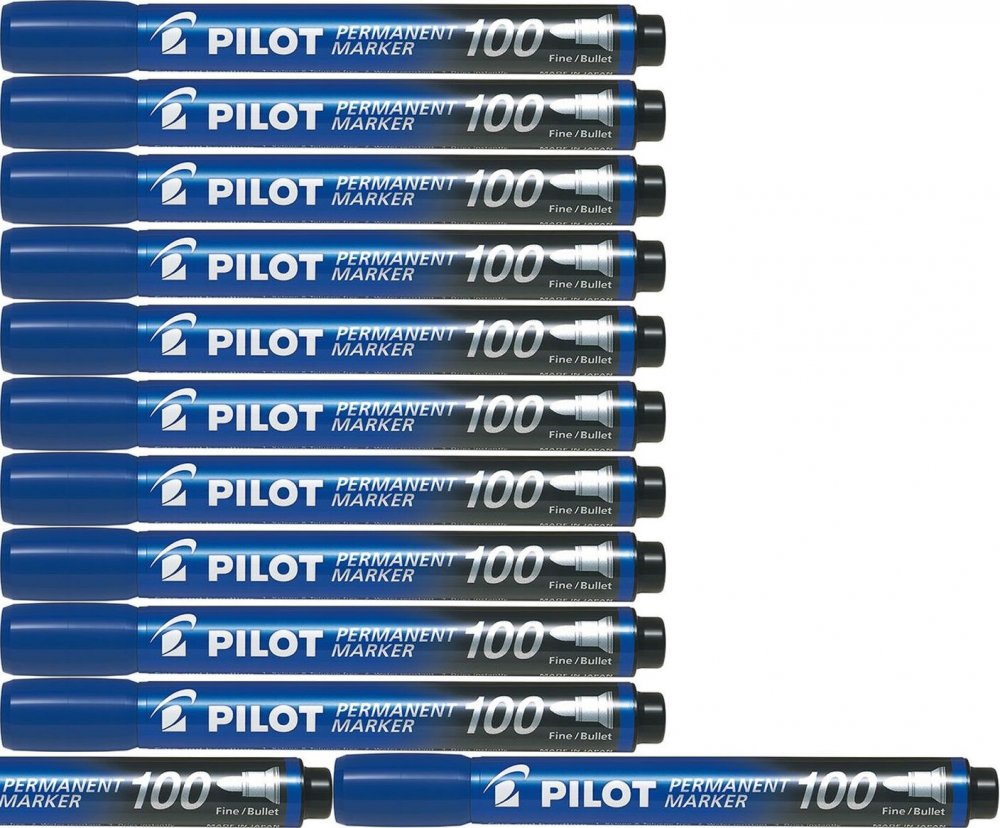 12x Marker permanentny Pilot, SCA 100, okrągła, 4.5mm, niebieski