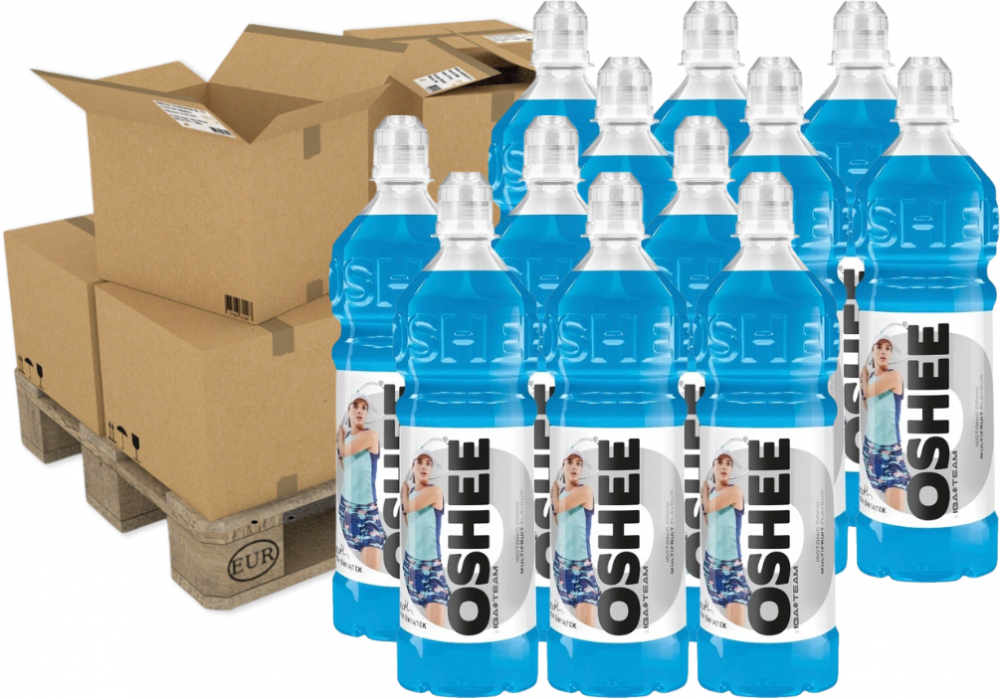 870x Napój izotoniczny Oshee Isotonic Drink Multifruit, wieloowocowy, butelka PET, 750 ml