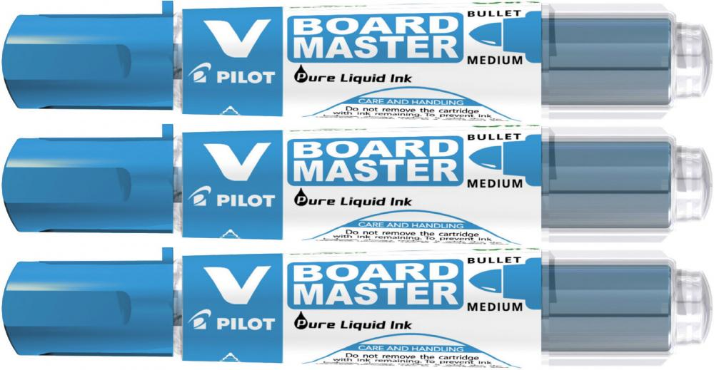 3x Marker suchościeralny Pilot V Board Master, okrągła, 6mm, niebieski