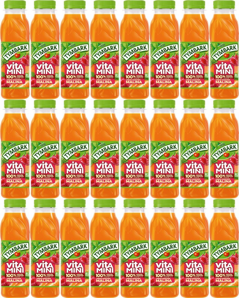 24x Sok Vitamini Tymbark, malina-marchew-jabłko, butelka PET, 0.3l