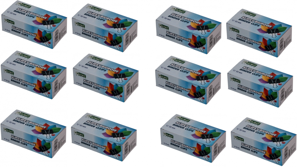 12x klip biurowy D.Rect, 32 mm, 12 sztuk, czarny