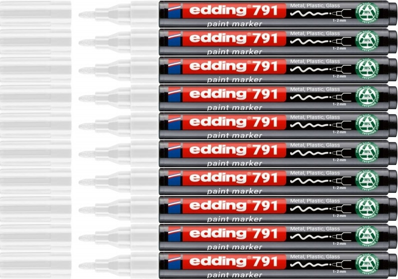 10x Marker olejowy edding e-791 PCR, okrągła, 1-2 mm, biały