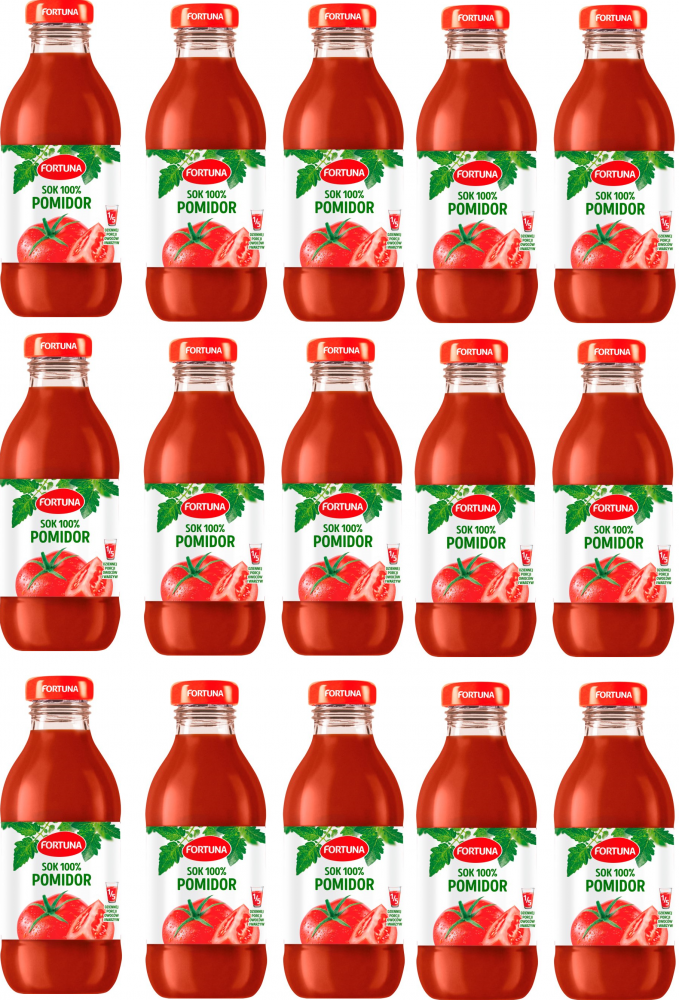 15x sok pomidorowy Fortuna, butelka szklana, 0.3l