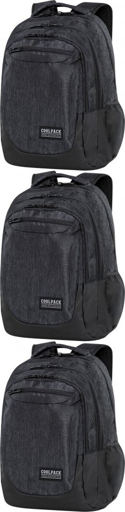 3x Plecak szkolny CoolPack Soul Snow Black, trzykomorowy, 27l, 44x32x16cm, czarny