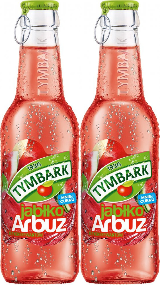 2x Napój jabłko-arbuz Tymbark, butelka szklana, 0,25l, 24 sztuki