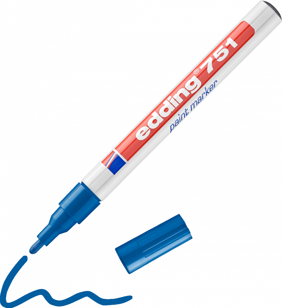 Marker olejowy edding 751, w aluminiowej obudowie, okrągła, 1-2mm, niebieski