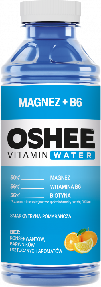 Napój niegazowany Oshee Vitamin Water Magnez + B6, butelka PET, 0.555l