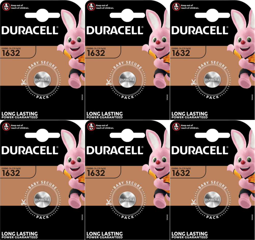 6x Bateria litowa Duracell, CR1632, 1 sztuka