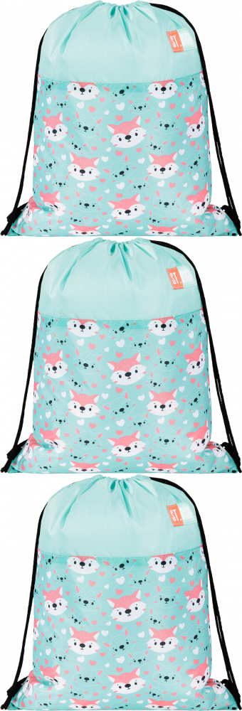 3x Worek na buty St.Right SO1 Lovely Foxy, 34x43cm, miętowy