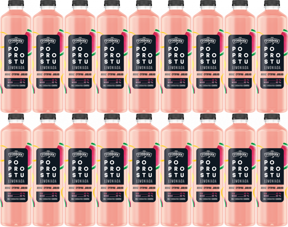 18x Napój Tymbark Po prostu Lemoniada, arbuz/cytryna/jabłko, butelka PET, 1.25l