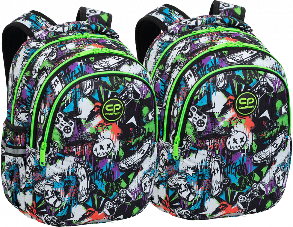 2x Plecak szkolny CoolPack Joy S Peak a Boo, trzykomorowy, 21l, 39x28x17cm, czarny