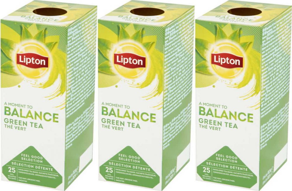 3x Herbata zielona w kopertach Lipton Green Tea Classic, 25 sztuk x 1.3g