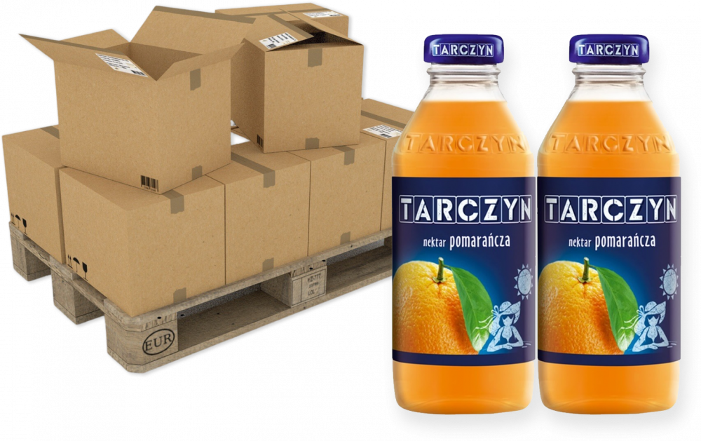 1470x Nektar pomarańczowy Tarczyn, butelka szklana, 0.3l