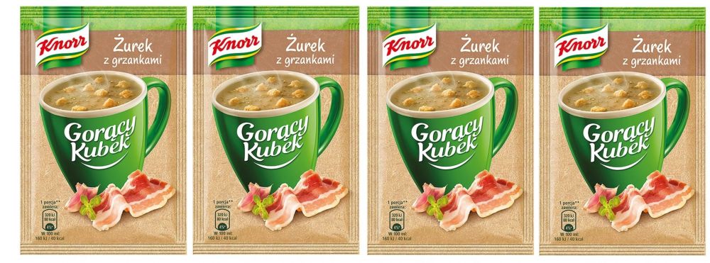 4x zupa Knorr Gorący Kubek, żurek z grzankami, 17g