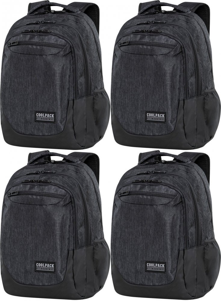 4x Plecak szkolny CoolPack Soul Snow Black, trzykomorowy, 27l, 44x32x16cm, czarny