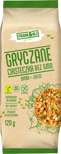 Ciasteczka gryczane Frank&Oli, dynia z jabłkiem, 120 g