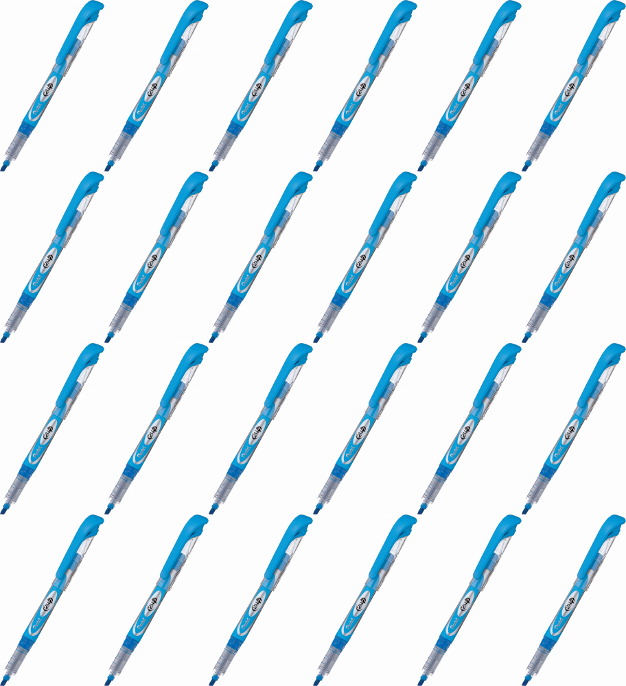 24x Zakreślacz Pentel SL12, z płynnym tuszem, ścięta, 3.7mm, błękitny