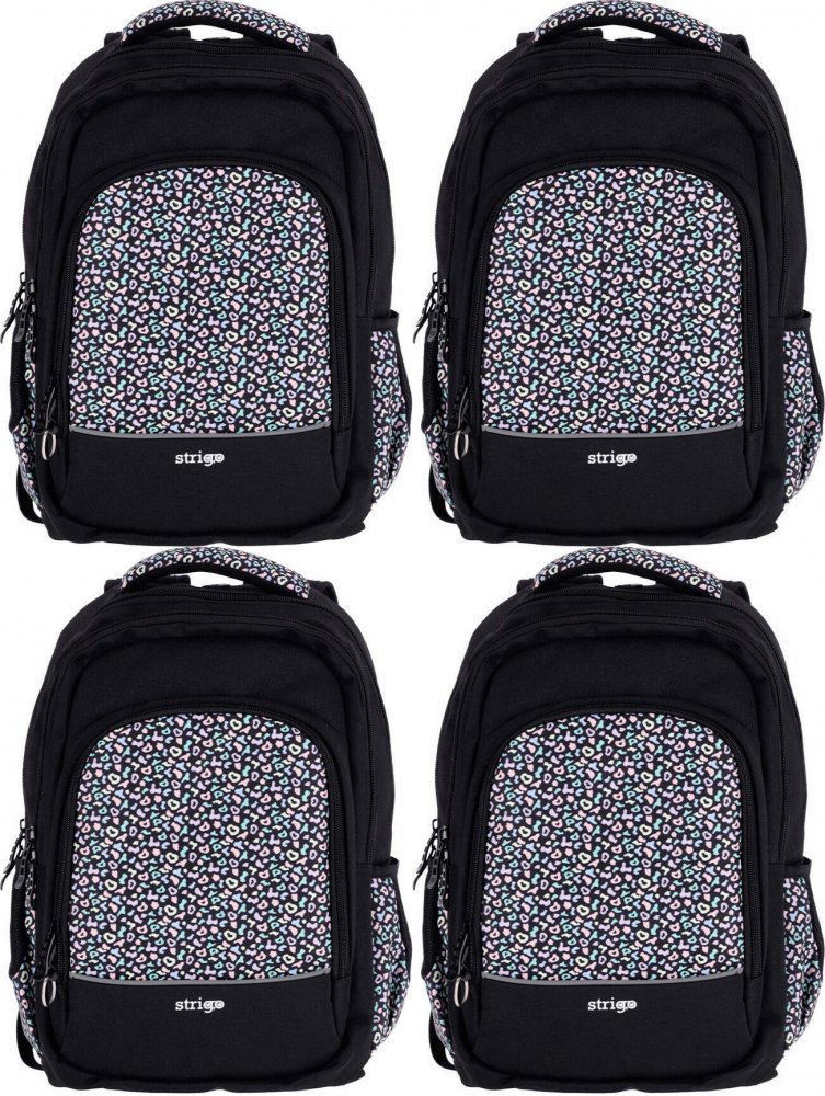 4x Plecak szkolny Strigo Misty Pastel, dwukomorowy, 24l, 39x27x18cm, czarny
