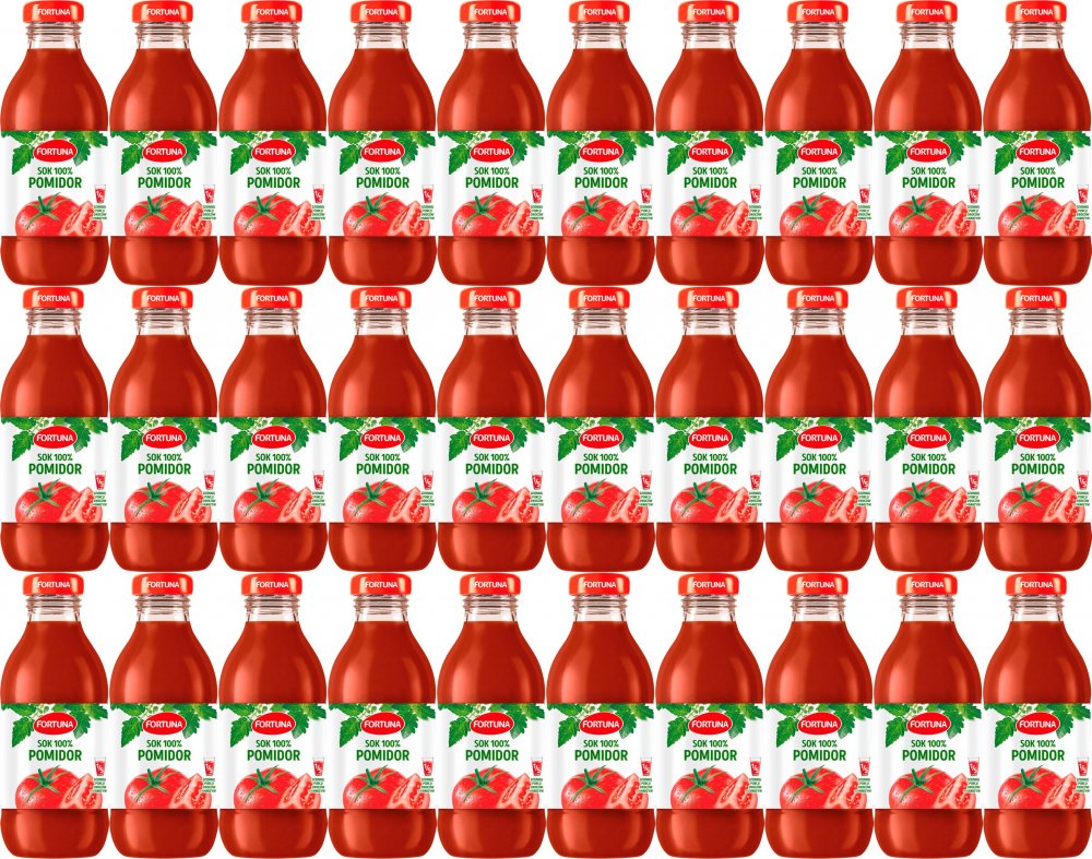 30x Sok pomidorowy Fortuna, butelka szklana, 0.3l