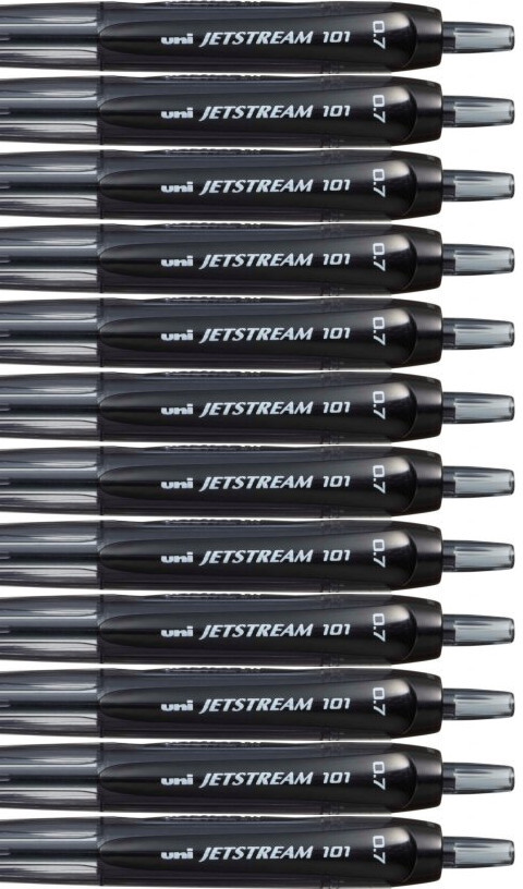 12x Długopis automatyczny Uni, SXN-101 Jeststream, 0.7mm, czarny